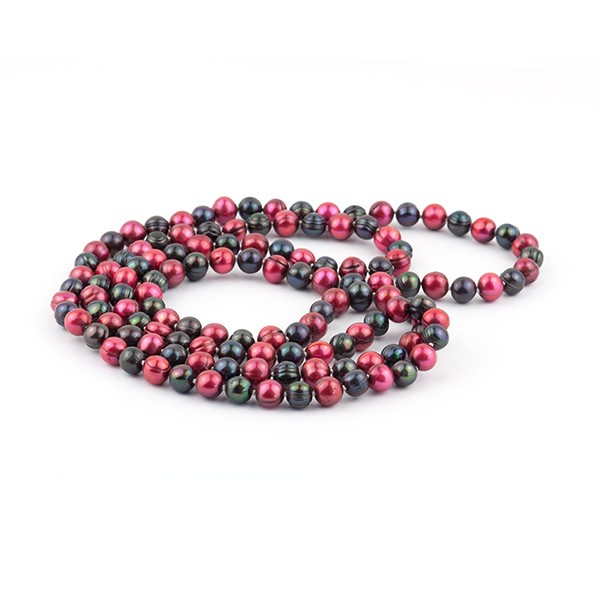 swk129_Freshwater cultured pearl, chain, colored, round, smooth_Ø 9 mm 