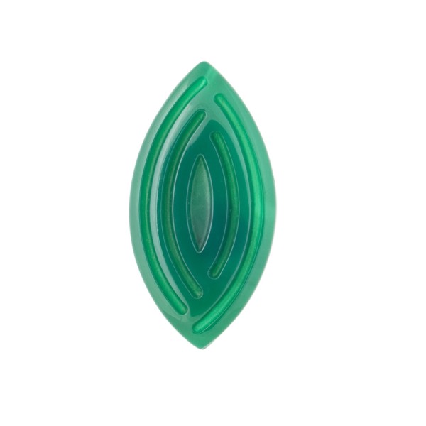 Achat, grün, graviert, Ornament, navette, 25x13 mm