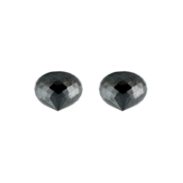 Hematite (bloodstone), grey, teardrop, faceted, onion shape, 13 x 11 mm
