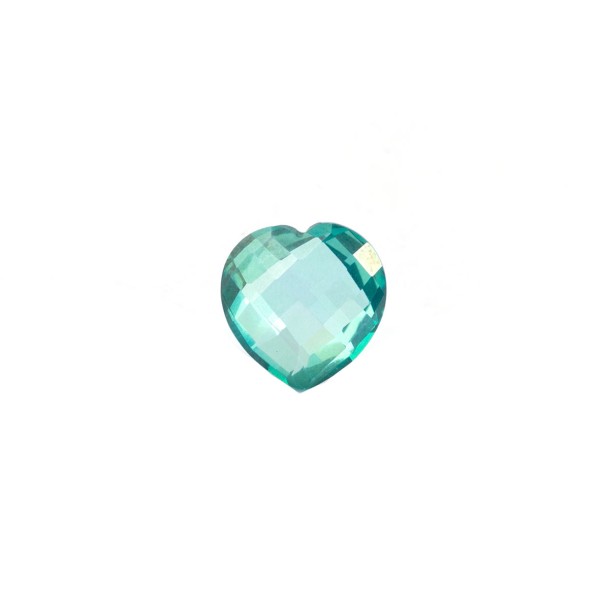 Topaz, blue-green, faceted briolette, heart shape, 10x10mm