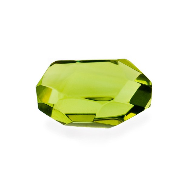 Natural amber, green, nugget, briolette, fancy faceted, irregular shape, 25 x 18 mm