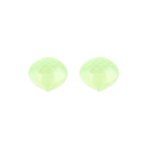 Prehnite, green, faceted teardrop, onion shape, 13 x 11 mm