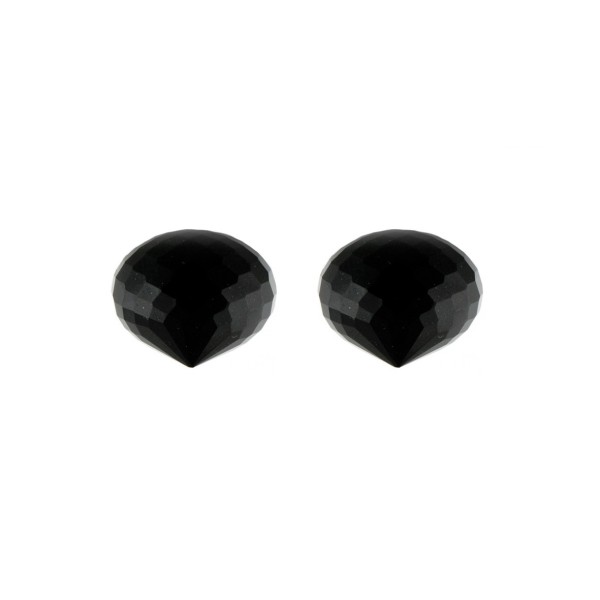 Onyx, black, faceted teardrop, onion shape, 13 x 11 mm
