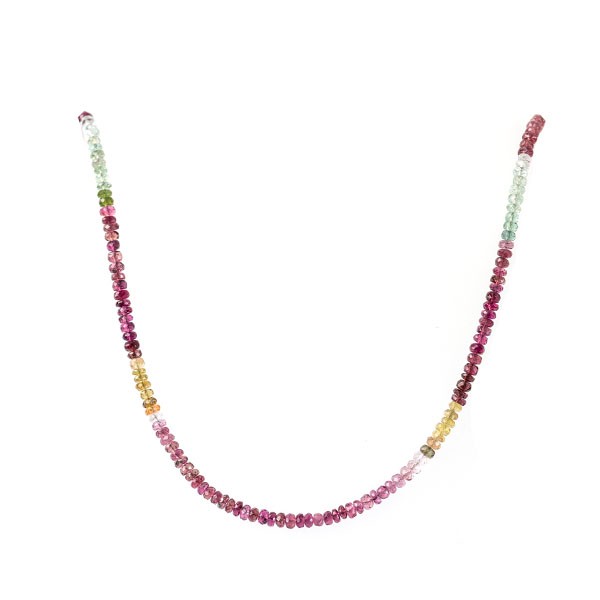 Tourmaline, strand, multicolor, graduated, rondelle bead, faceted, Ø 4 mm