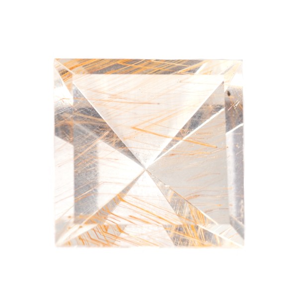 Edeltopas mit Goethit, weiß, Spiegelschliff, carré, 19.5x19.5mm