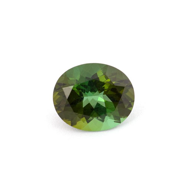 Tourmaline, green, faceted, oval, 12x10 mm