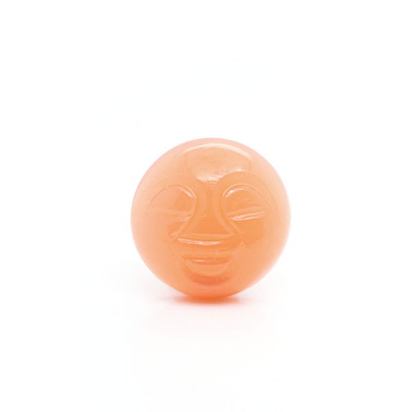 Moonstone, orange, moon face, round, 14mm