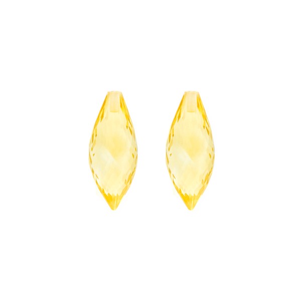 Citrine, golden color, pointed teardrop, faceted, 20 x 8 mm