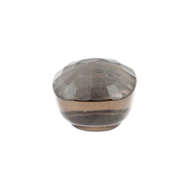 Smoky quartz, light brown, button, faceted, antique shape, 10 x 10 mm