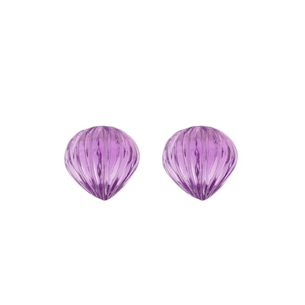 Amethyst (Brazil), violet, teardrop, grooved, onion shape, 12.5x12.5mm