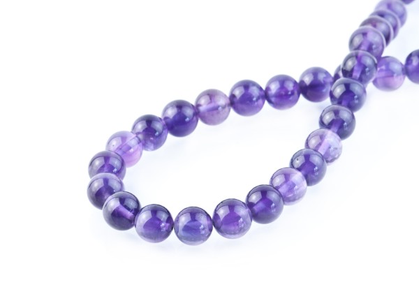 Amethyst (Africa), strand, purple, beads, smooth, Ø 10 mm