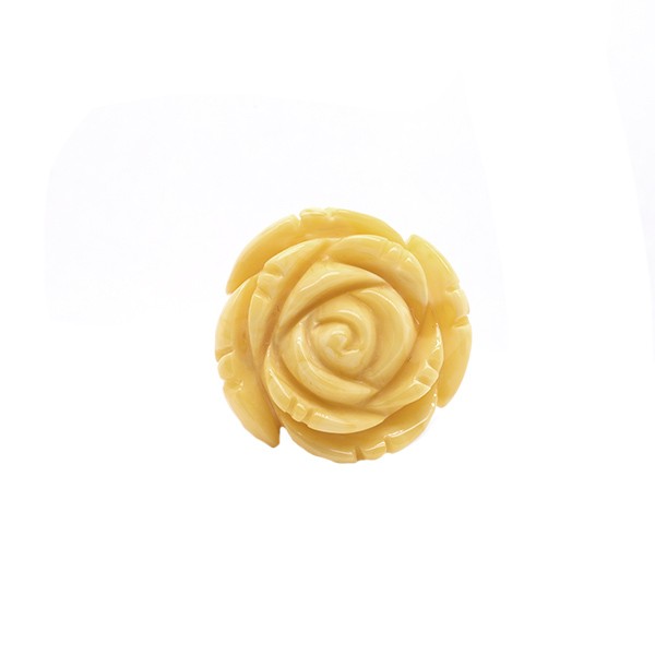Natural amber, honey-colored, carved rose flower, five-petalled, Ø 20-22 mm