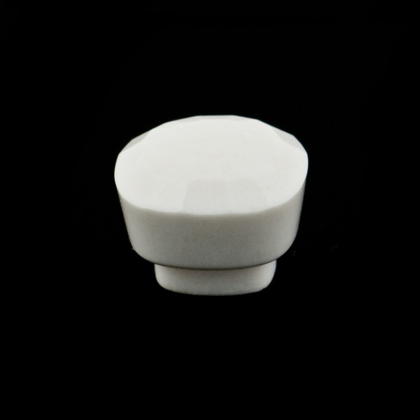 Cacholong, white, faceted button, antique shape, 12 x 12 mm