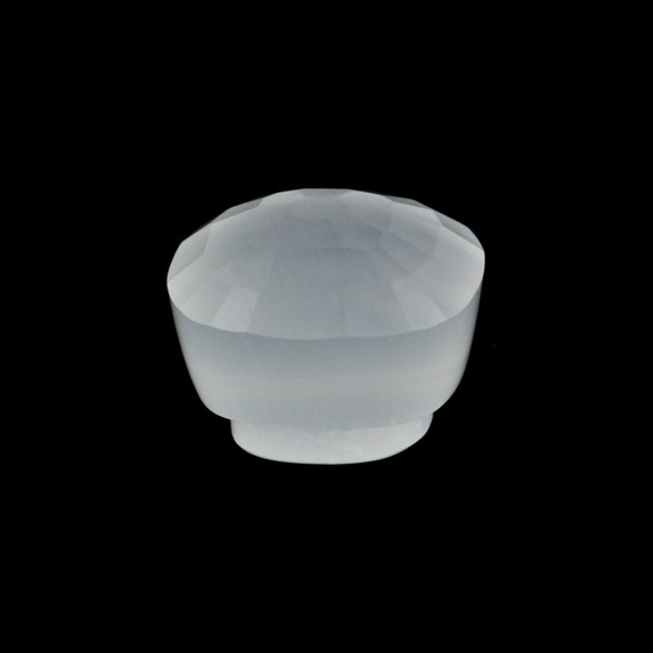 Milky quartz, white, button, faceted, antique shape, 12x12 mm
