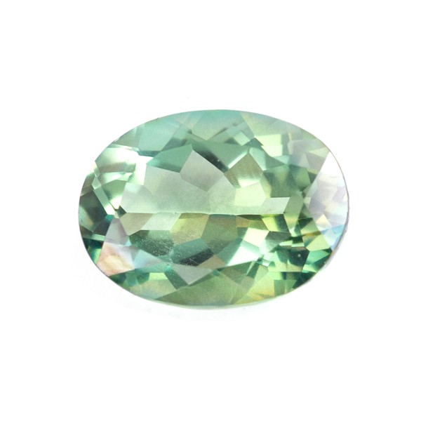 Topaz, emerald green, faceted, oval, 16x12mm