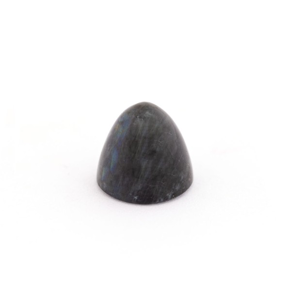 Spectrolite, blue/green/black, iridescent, cone, smooth, round, 11 mm