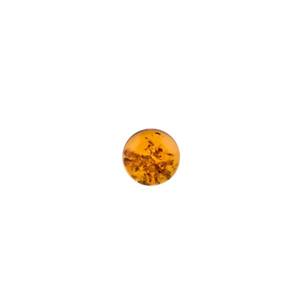 Natural amber, cognac-colored, cabochon, round, 6 mm