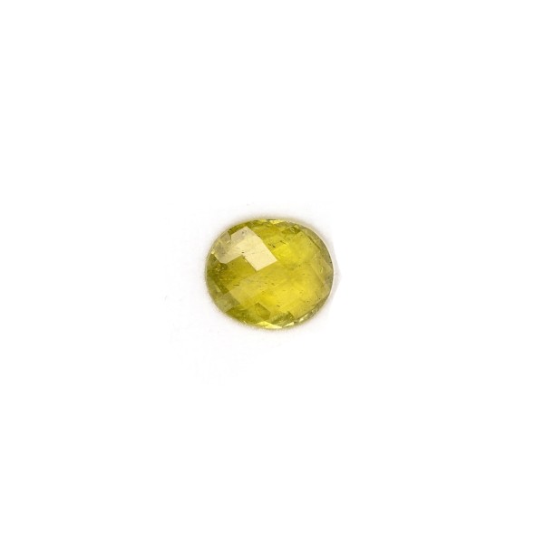 Tourmaline, yellow, faceted briolette, oval, 12x10mm