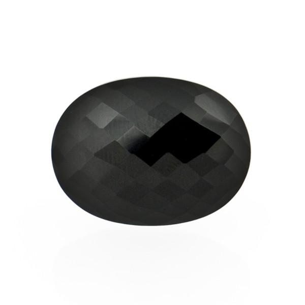 Onyx, black, faceted briolette, oval, 20 x 15 mm