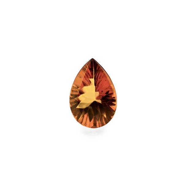 Natural amber, cognac-colored, buff top, concave, pear shape, 10 x 7 mm