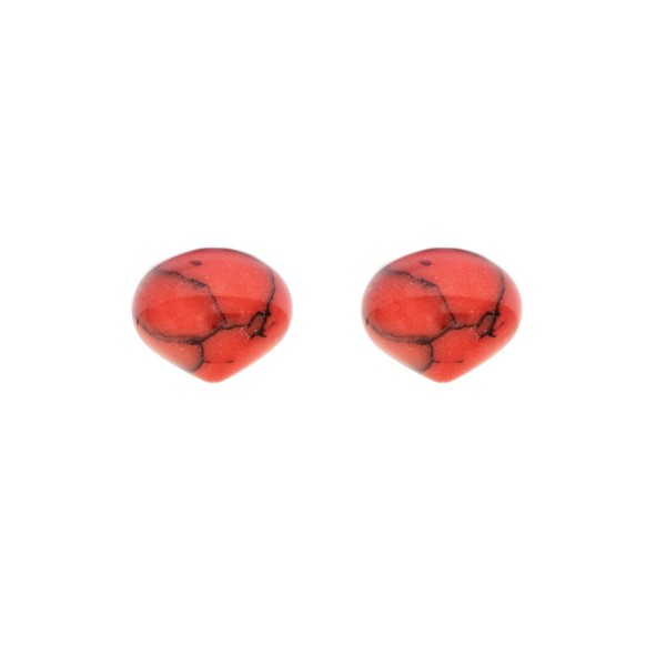 Coral, reconstructed, carmine, with matrix, smooth teardrop, onion shape, 13x11mm