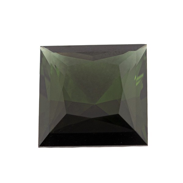 Tourmaline, green, faceted, carré, 13x13 mm