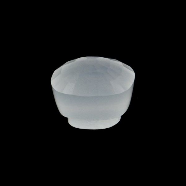 Milky quartz, white, button, faceted, antique shape, 10 x 10 mm
