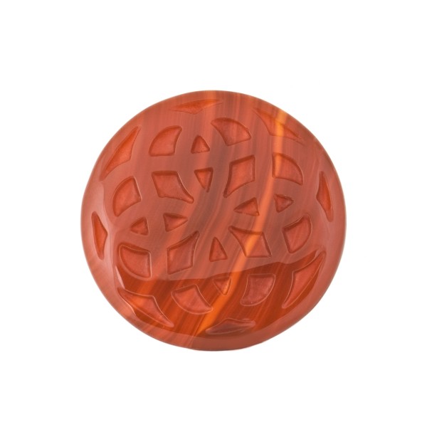 Agate, red, engraved, ornament, round, 35 mm