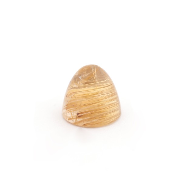 Rutilated quartz, golden needles, cone, smooth, oval, 11x10 mm