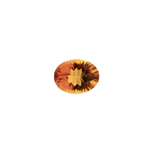 Natural amber, cognac-colored, buff top, concave, oval, 8 x 6 mm