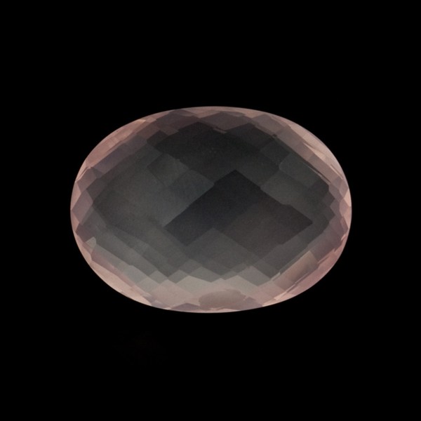 Rose quartz, pink, faceted briolette, oval, 18 x 13 mm