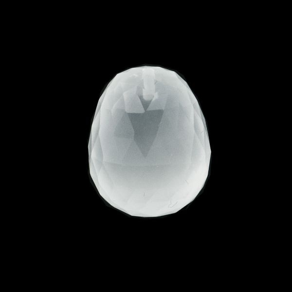 Milky quartz, white, fancy faceted, olive shape, 16.3 x 12.5 mm