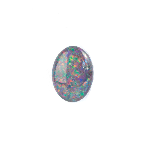 Opal, bunt, oval, Triplette, 16x12mm