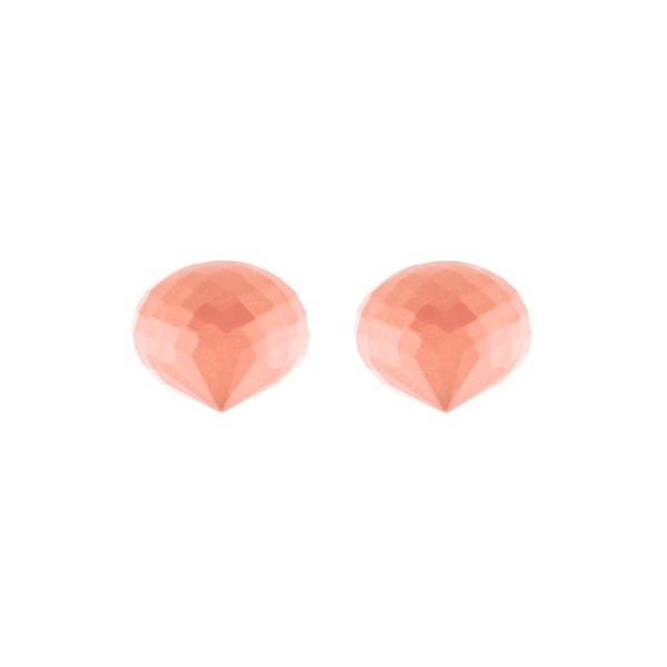 Coral, reconstructed, angel skin, teardrop, faceted, onion shape, 13 x 11 mm