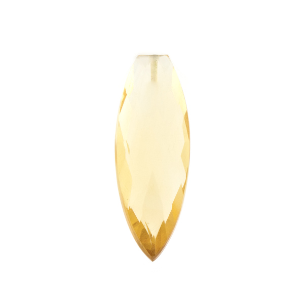 Citrine, light golden color, faceted briolette, navette, 25 x 10 mm
