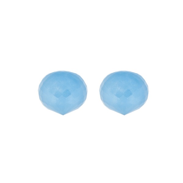 Jade (dyed), blue, teardrop, faceted, onion shape, 13 x 11 mm