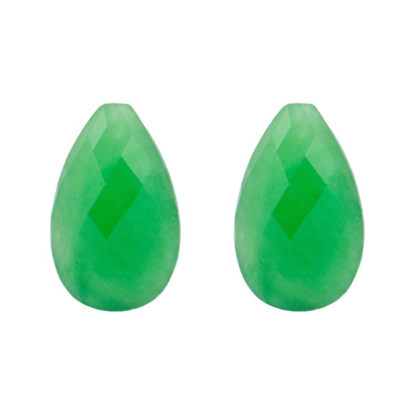 Jade (dyed), green, faceted briolette, pear shape, 24 x 15 mm