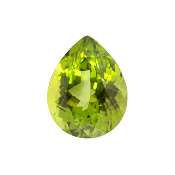 Peridot, green, faceted, pear shape, 15x12 mm