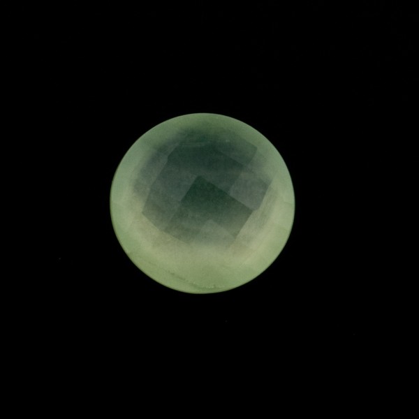Prehnite, green, faceted briolette, round, 12 mm