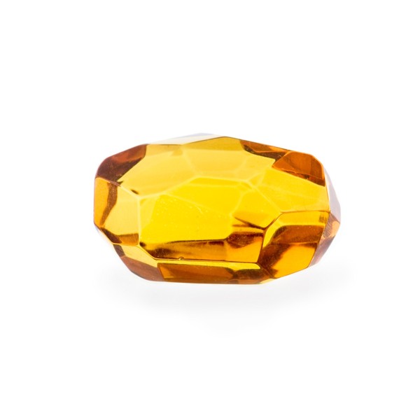 Natural amber, cognac-colored, nugget, briolette, fancy faceted, irregular shape, 25 x 18 mm