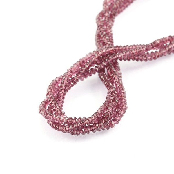 Rhodolite, strand, red, rondelle beads, faceted, Ø 3.5-4mm