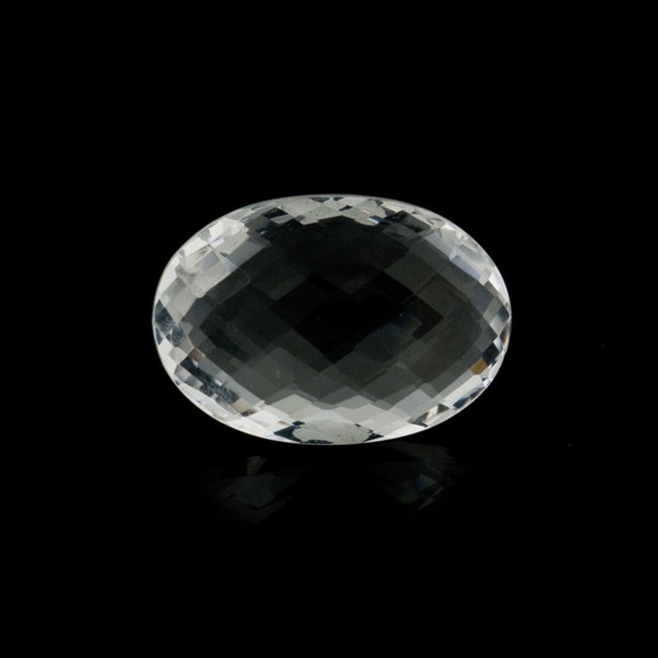 Rock crystal, transparent, colorless, faceted briolette, oval, 14 x 10 mm