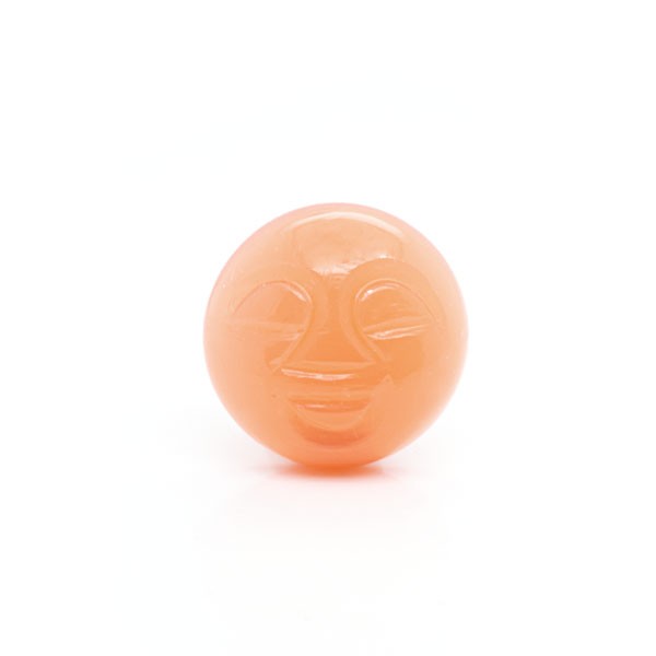 Moonstone, orange, moon face, round, 18mm