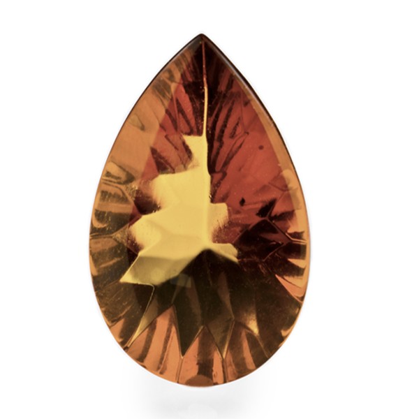 Bernstein (natur), cognacfarben, Buff Top, concave, Birnenform, 20x15 mm