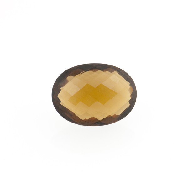 Cognac quartz, cognac-colored, faceted briolette, oval, 12 x 10 mm