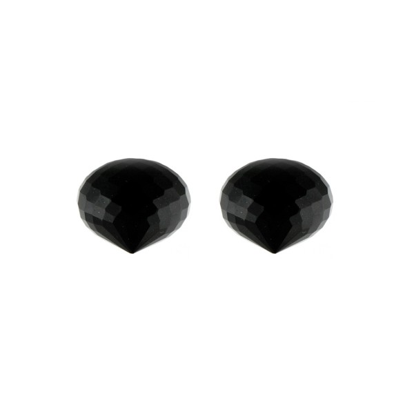 Onyx, black, faceted teardrop, onion shape, 9x7mm