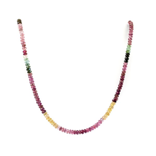 Tourmaline, strand, multicolor, graduated, rondelle bead, faceted, Ø 4.5 mm