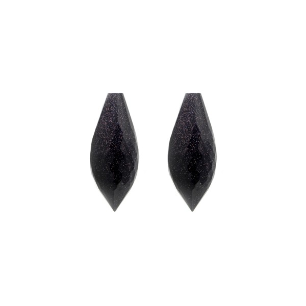 Goldstone blue, pointed teardrop, faceted, 20 x 8 mm