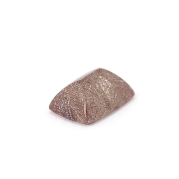 Rutilated quartz, brown, red, cabochon, antique shape (sharp edges), 18x13 mm