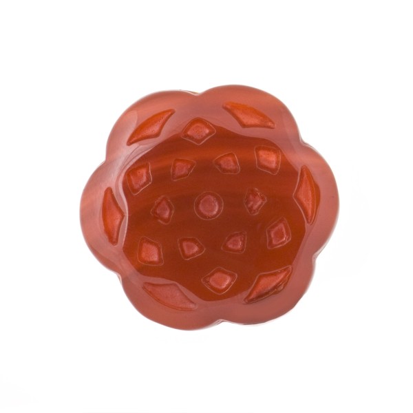 Agate, red, engraved, ornament, filigree, round, 25 mm